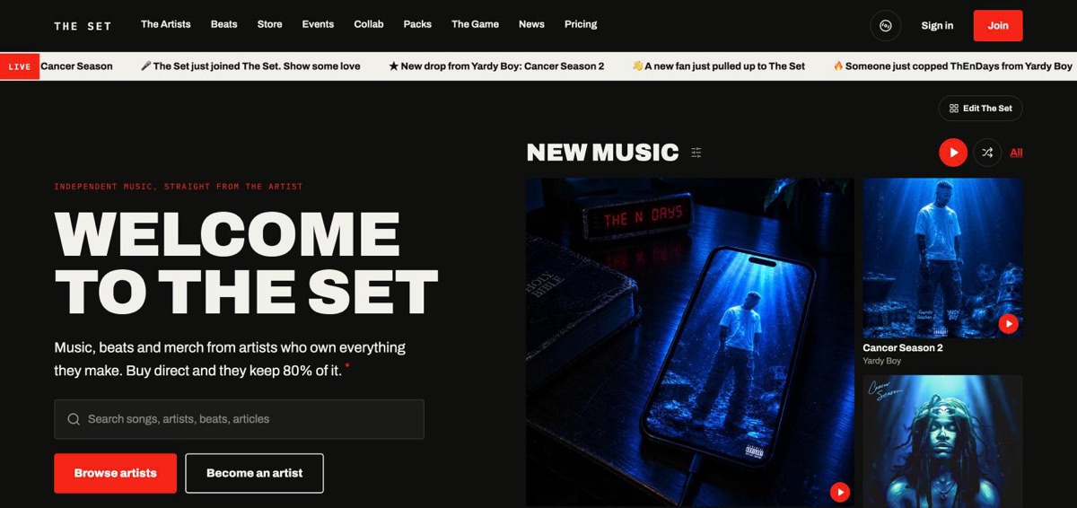 The The Set homepage